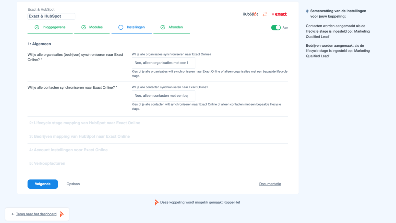 Synchroniseren van contacten en bedrijven